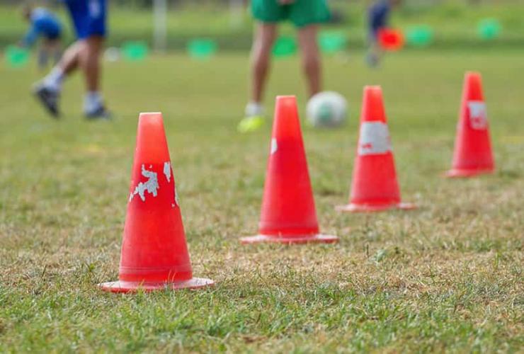 Training session with witches' hats