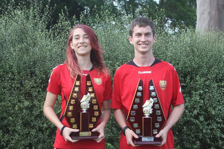 Golden Boot Striker students with trophies