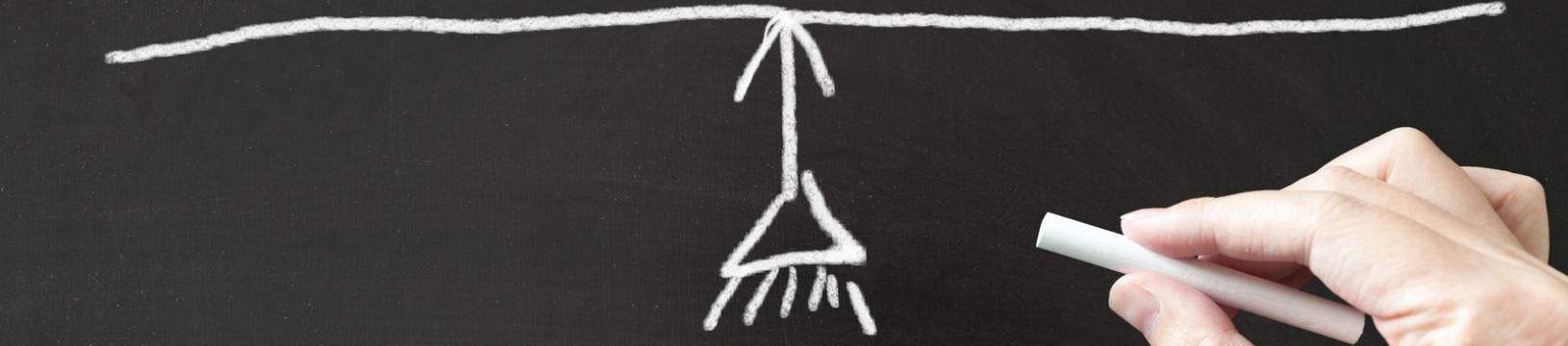 Graphic showing the midway between logic and emotion