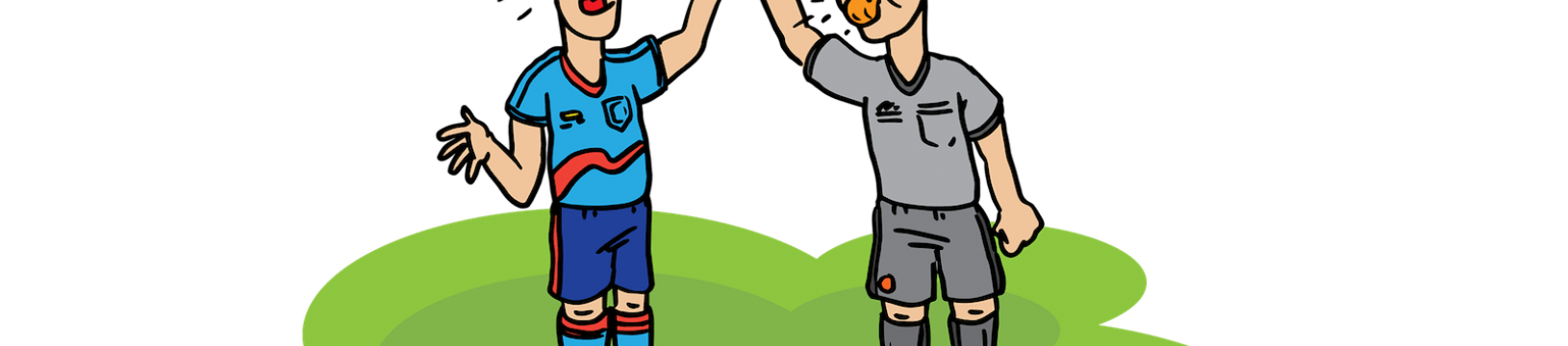 Cartoon of a referee showing a red card